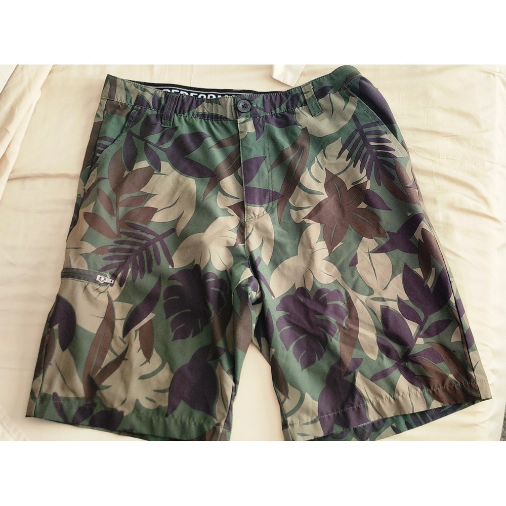 No Fear Green & Black Tropical Camo Quick Dry Stretch Hybrid Shorts Men's 34 - Picture 1 of 4